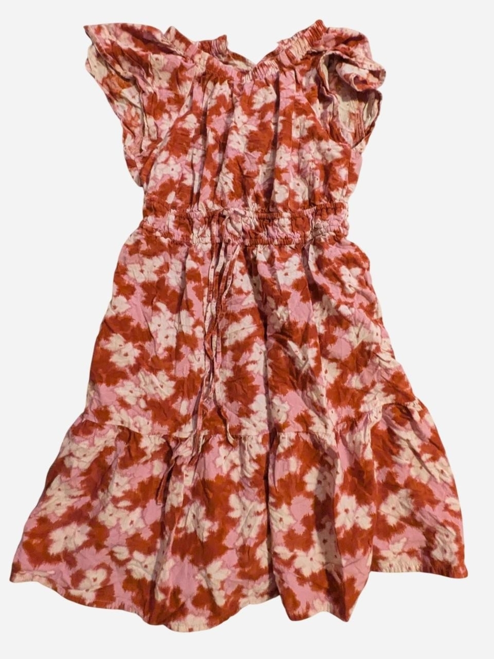 Time and Tru white and red floral babydoll dress